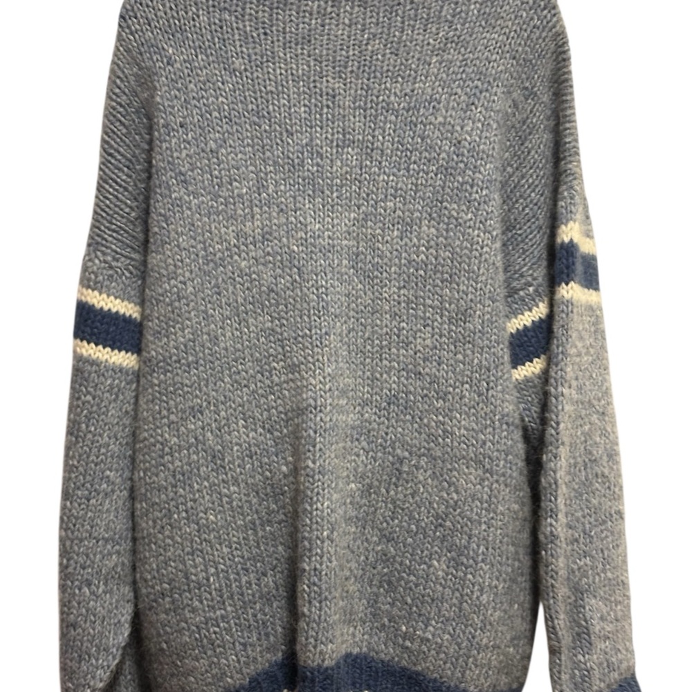 Vintage Cozy Blue and Cream Ski Sweater - Picture 2 of 4